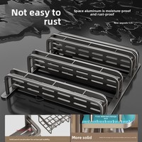 Étagère de salle de bain murale 3 niveaux en aluminium spatial de luxe léger, sans perçage, pour rangement de douche, 40/50/60cm, revêtement poudré