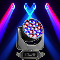 Luz de escenario LED de gran venta, luz de cabeza móvil con efecto ojo de abeja, mezcla de colores, 19x20W, luz de haz con zoom y efecto wash, lente giratoria de 4-50 grados