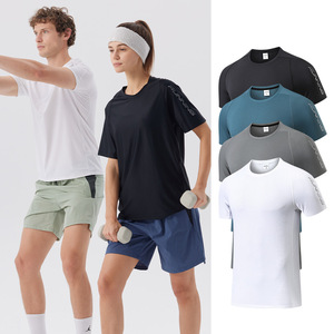 เสื้อยืดแขนสั้นระบายอากาศสำหรับออกกำลังกายฤดูร้อน ผู้ชาย แห้งเร็ว ทรงหลวม สำหรับวิ่งและฝึกซ้อม สีขาว ดำ เทาอมเขียว - Product Image 1