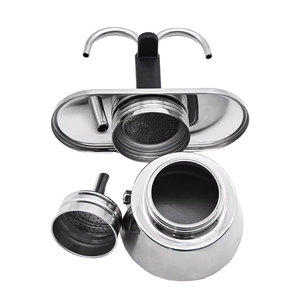 Mini 304 <span class=keywords><strong>de</strong></span> acero inoxidable <span class=keywords><strong>de</strong></span> doble taza Moka Pot diseño italiano clásico conveniente <span class=keywords><strong>cafetera</strong></span> para el hogar al aire libre almacenado - Product Image 5