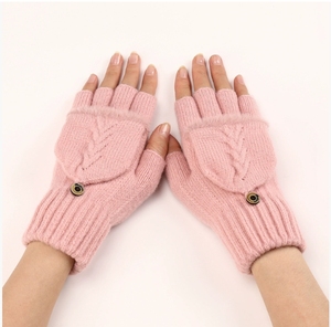 Women's Dual-season <strong>Gloves</strong> with Visible Fingers, Ribbed Cuffs and a <strong>Loose</strong>-fitting Fold-over Flap. - Product Image 5