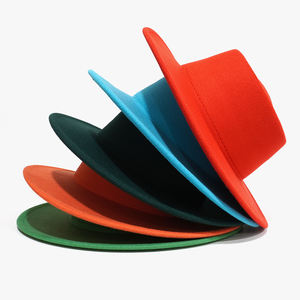 <span class=keywords><strong>Chapeau</strong></span> Fedora en coton polyester uni, matière végétalienne, logo personnalisé, large bord, laine, femmes, hommes, fête, festival, chapeaux Fedora élégants - Product Image 2