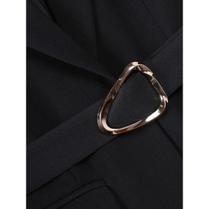 Black Fitted Waist Slim Blazer For Women With Belt Professional Wear Commute Style - Product Image 2