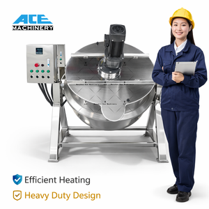 Marmite de cuisson industrielle électrique entièrement automatique en acier inoxydable avec agitateur, capacités de 50, 100, 200, 300, 500, 1000 litres - Product Image 4