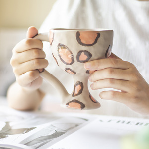 Ins Vintage Bouguer Irregular Zebra Leopardo Impressão Café Sobremesa Sorvete Cálice Cerâmica Caneca/Copo - Product Image 6