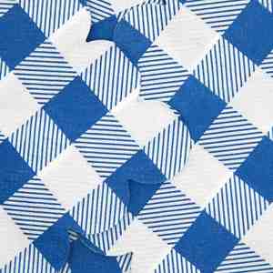 Serviettes en papier 2 plis imprimées à carreaux bleus, 6,5 x 6,5 pouces, lot de 50, style sac, pour fournitures de fête estivale, directement de l'usine - Product Image 4