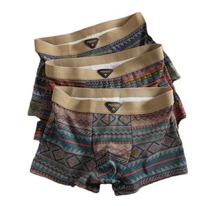 Sous-vêtements pour hommes de style ethnique, 100% coton, taille mi-haute, boxer antibactérien - Product Image 1