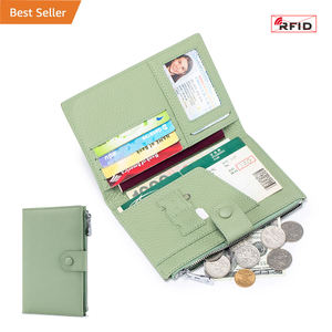 Porta Pasaportes <span class=keywords><strong>de</strong></span> Cuero Genuino con Logotipo Personalizado, Porta Pasaportes RFID para Mujer, Bolsa para Boletos y Tarjetas - Product Image 1