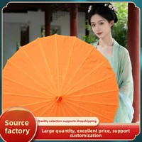Parapluie décoratif de style ancien en soie unie et papier huilé, avec 24 baleines en bambou, pour la danse Hanfu et la décoration intérieure