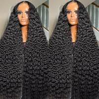 Perruque frontale en dentelle HD 13x4, cheveux humains bouclés Jerry Water Wave, perruques sans colle en cheveux vierges bruts bouclés pour femmes noires, vente en gros
