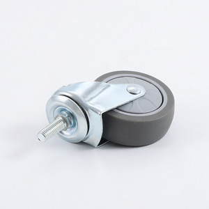 Lightweight Single Axle TPR Caster Grey Firm Rubber Fixed Wheel Furniture Casters 50 83 95mm Installation Height - Product Image 1