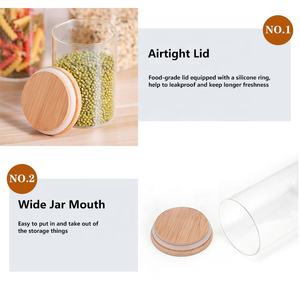 4盎司6盎司6.5盎司8盎司10盎司12盎司16盎司24盎司升华宽口透明玻璃罐，带竹盖顶套装 - Product Image 3