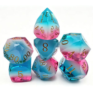 Custom Three Tone Marble Pattern Sharp Edge Polyhedral Resin <b>Dice</b> for DND RPG Board Games - Product Image 1