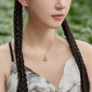 Dylam Elegance Chinese Style Collection <b>Solid</b> Sterling Silver Rhodium 18K <b>Gold</b> Plating Hetian Jade <b>Pendant</b> Necklace for Women - Product Image 5