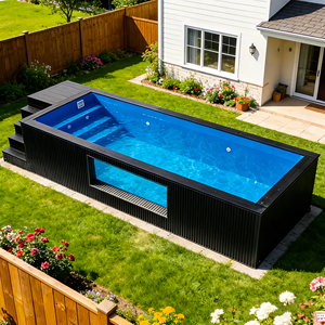 Nouveau design en fibre de verre souterraine prix des piscines multifonctionnelles 12 pieds natation sans fin grande piscine extérieure de luxe spa - Product Image 4