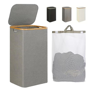 Cesto de Ropa Plegable de Bambú al por Mayor con Tapas, Tamaño Personalizable, Cesto de Ropa Metálico para Almacenamiento en el Hogar - Product Image 1