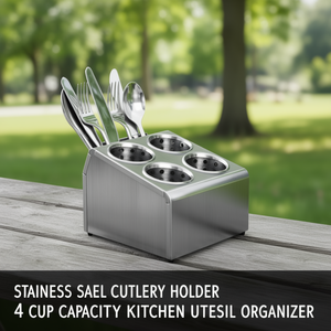 Portaposate in Acciaio Inox con Capacità per 4 Tazze, Organizzatore per Utensili da Cucina - Product Image 3