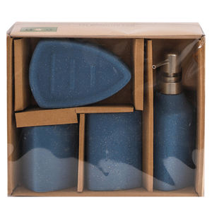 Ensemble de 4 accessoires de salle de bain en céramique classiques et luxueux, comprenant un porte-brosse à dents et un gobelet pour le bain de bouche, pour les hôtels - Product Image 3