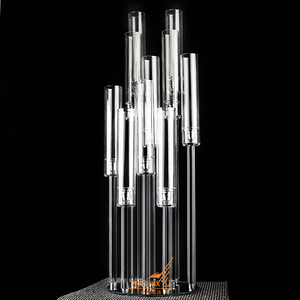 Vente flash, pas cher, grand candélabre <span class=keywords><strong>de</strong></span> mariage <span class=keywords><strong>en</strong></span> cristal à 10 bras avec tube <span class=keywords><strong>en</strong></span> <span class=keywords><strong>verre</strong></span> pour la décoration - Product Image 3