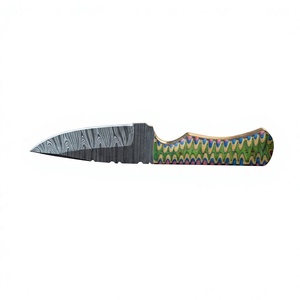 Couteau à lame fixe en acier Damas avec manche coloré pour la chasse, le camping et la survie - Product Image 2