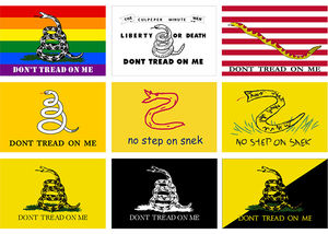 Bandera rosa de Gadsden con la frase 'No Tread on <span class=keywords><strong>Me</strong></span>' de 3'x5' con ojales para casa - Product Image 4