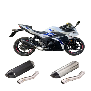Convient pour Suzuki GSX250/250R/DL250 Scorpion/<span class=keywords><strong>Yoshimura</strong></span>/SC/AR, ensemble de tuyaux d'échappement intermédiaire et arrière, noir/argent - Product Image 1