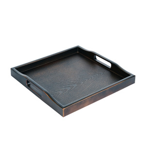 Chinese Style Rectangular <b>Tea</b> <b>Tray</b> Imitation Wood Plastic Bronze Color For Home Use Serving <b>Trays</b> - Product Image 4
