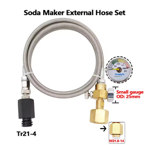 Tanque Externo de CO2 con Manguera de Acero Trenzado para Máquina Sodastream, Generador de Agua Carbonatada, Incluye Manómetro de 2000psi - Product Image 5
