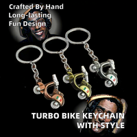 Porte-clés créatif vintage Turbo en alliage métallique, style dessin animé, mousqueton pour sacs à dos, moto, voiture