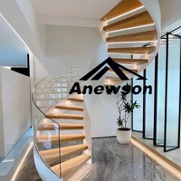 Escalier en colimaçon en bois massif pour intérieur, norme australienne, avec marches lumineuses LED, ANEWSON, garantie 5 ans, respectueux de l'environnement