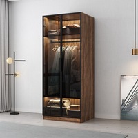 Coiffeuse de chambre en bois avec armoire coulissante en aluminium à 8 portes, miroir et placards