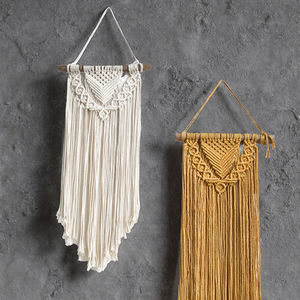 Tapiz colgante de pared de macramé bohemio grande, artesanía de ganchillo tejida a mano con borla de madera para decoración del hogar de boda - Product Image 3