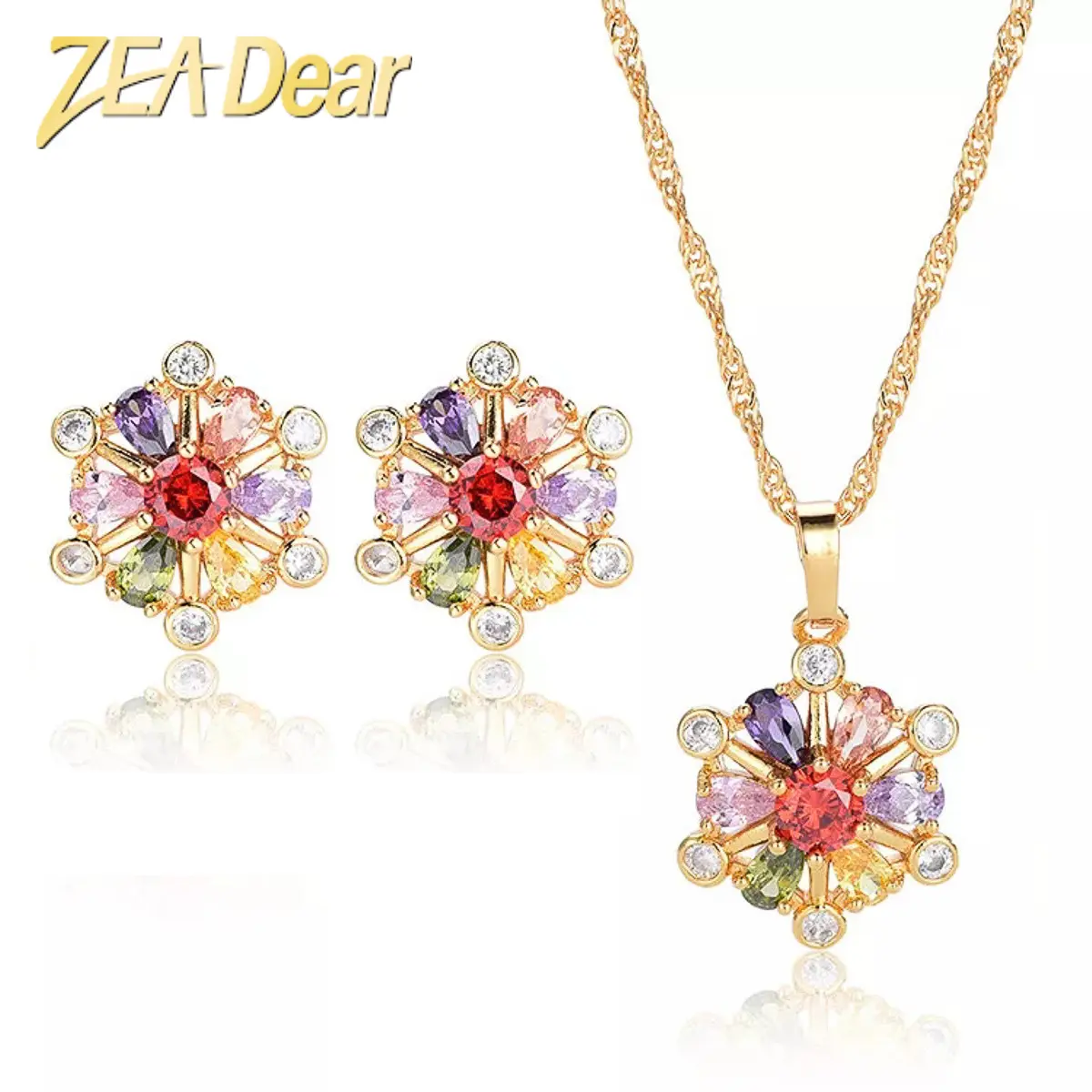 Luxury gemstone wholesale jewelry set ladies wedding earing and necklace set