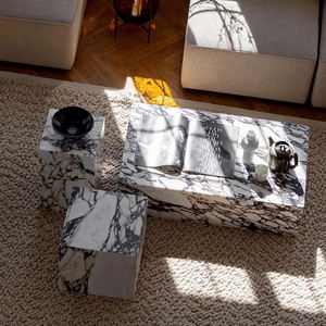 طاولة قهوة فاخرة من الرخام الإيطالي كالاكاتا البنفسجي 100٪ من ستونكوك، قاعدة مستطيلة 40×40 30×30×50 100×60×30 سم، أثاث منزلي - Product Image 5