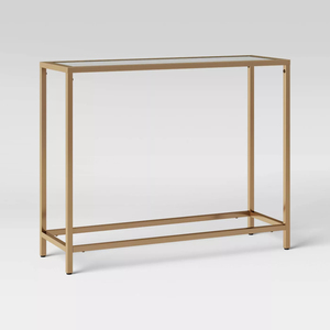 Wangmagi — <span class=keywords><strong>Console</strong></span> haut <span class=keywords><strong>en</strong></span> <span class=keywords><strong>verre</strong></span> doré, <span class=keywords><strong>console</strong></span> de luxe avec table <span class=keywords><strong>haute</strong></span> <span class=keywords><strong>en</strong></span> or, directement à l'usine - Product Image 2