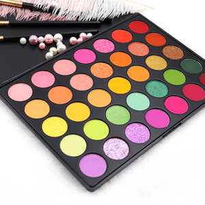 Lãng mạn vẻ đẹp mỹ phẩm 35-<span class=keywords><strong>Color</strong></span> Eyeshadow Palette không thấm nước kim loại ánh sáng lung linh Vegan cho cầu vồng tối đầy màu sắc bóng mắt - Product Image 2