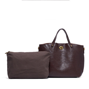 New High Quality Vegetable Tanned Cowhide Women's Handbag <b>Briefcase</b> Vintage Style Genuine <b>Leather</b> Ladies Bag - Product Image 3