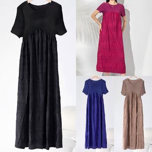 Robe plissée modeste tendance pour femmes, décontractée, simple, couleur unie rose, pour fête, bal, vente en gros, haute qualité, taille unique - Product Image 2