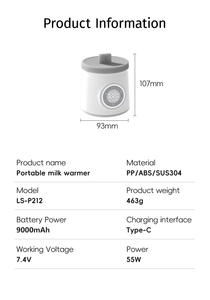 Chauffe-biberon portable intelligent sans fil électrique pour aliments pour bébés, idéal pour les voyages en extérieur et une alimentation rapide - Product Image 6