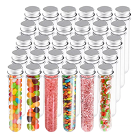 Kaca bening medis bawah datar bulat tabung PET tes dengan tutup sekrup aluminium 20ml 30ml
