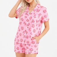 Ensemble de pyjamas deux pièces pour femmes personnalisé, vêtements de détente élégants, vêtements de nuit doux pour femmes, pyjamas imprimés, ensembles de pyjamas courts pour femmes