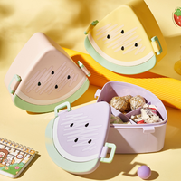 Nouvelle boîte à bonbons créative en forme de pastèque avec couvercle en plastique, mignonne boîte de rangement pour collations d'enfants, 3 compartiments, boîte portable pour noix et produits secs