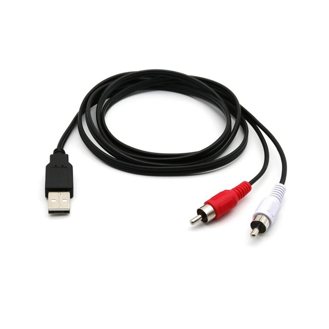 USB a Male to 2 RCA Male AV Cable TV Aux Audio Video Adapter USB to 2RCA Video Cable