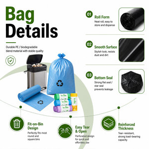 Sacs poubelles en rouleau pour cuisine, vente en gros, fabricant Taiyang Plastic PE, sacs thermoscellés personnalisés, sacs rétractables, marquage à chaud - Product Image 4