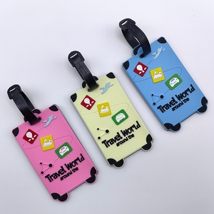 Low Price Creative PVC Cartoon <b>Suitcase</b> Luggage Tag Address Holder Travel Gifts Accessories Air Travel Luggage Tag Cute Keychain - Product Image 1
