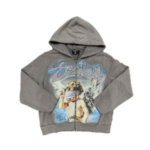 Sudadera con capucha para hombre, 100% algodón, gruesa, con cremallera, estilo oversize, streetwear, de felpa francesa. - Product Image 1