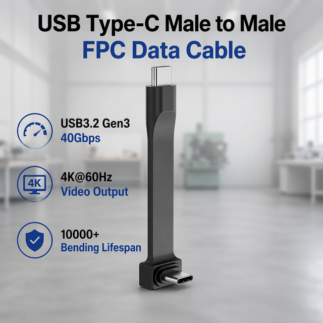 Factory Wholesale Bendable FPC 180 Rotatable USB-C Cable Ultra Short 100W PD 40Gbps 4K60Hz Shielded OEM ODM Bulk