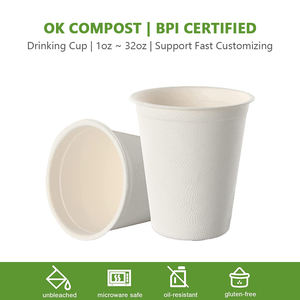 Tasses de Bagasse en pâte de canne à <span class=keywords><strong>sucre</strong></span> compostables imprimées personnalisées, de canne à <span class=keywords><strong>sucre</strong></span>, de Sauce à café, de soupe, de crème glacée, tasses chaudes et froides avec couvercle - Product Image 2