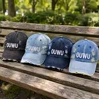 Casquette de baseball vintage délavée en coton déchiré non structurée style Dad Hat avec logo personnalisé multicolore streetwear usine OEM