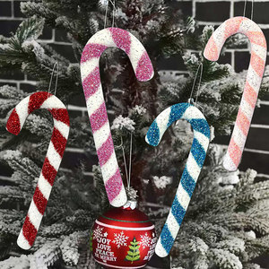 Décoration <span class=keywords><strong>de</strong></span> Noël <span class=keywords><strong>en</strong></span> mousse <span class=keywords><strong>en</strong></span> forme <span class=keywords><strong>de</strong></span> canne à sucre scintillante, rouge et blanche, peinte, pour vitrine et centre <span class=keywords><strong>de</strong></span> table, vente <span class=keywords><strong>en</strong></span> gros - Product Image 1